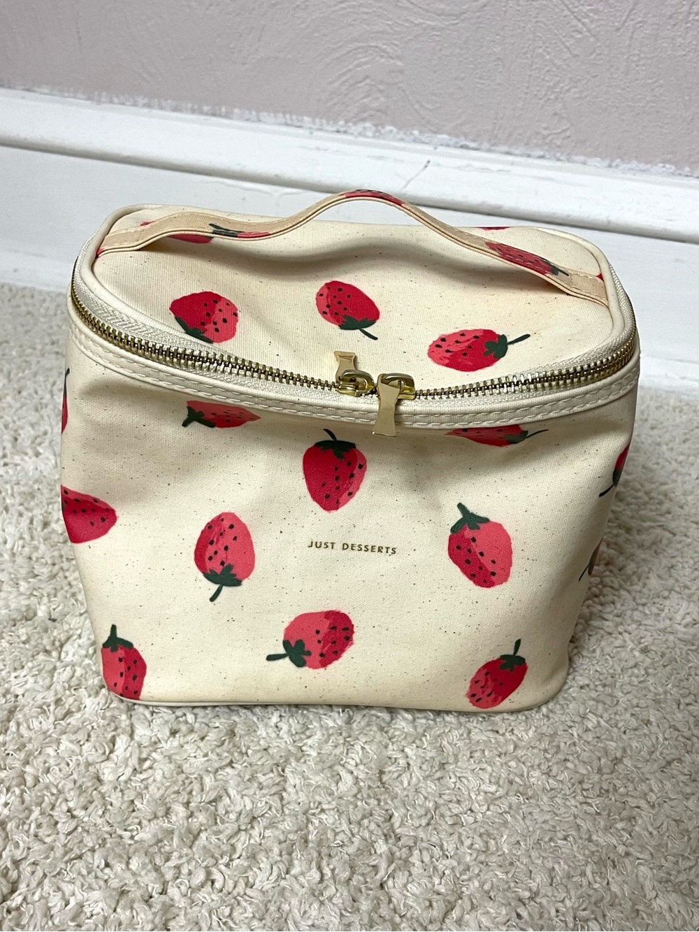 kate spade Cream Strawberry Print Lunch Bag